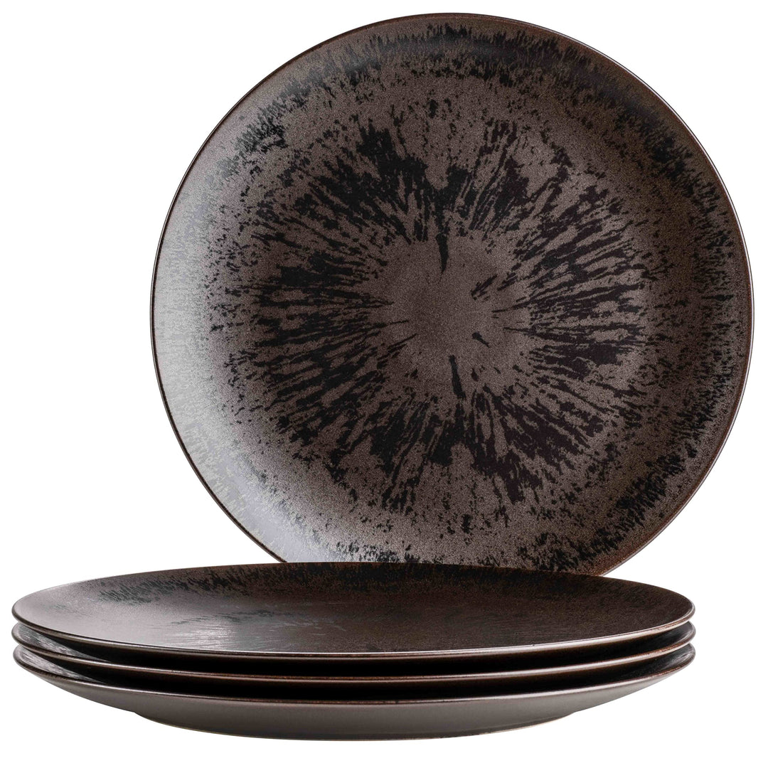 MÄSER Metallic Bronze, Grosse runde Platzteller mit edel glänzender Glasur im 4er Set, auch als Pizz