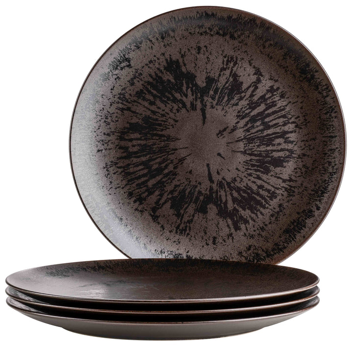 MÄSER Metallic Bronze, Grosse runde Platzteller mit edel glänzender Glasur im 4er Set, auch als Pizz