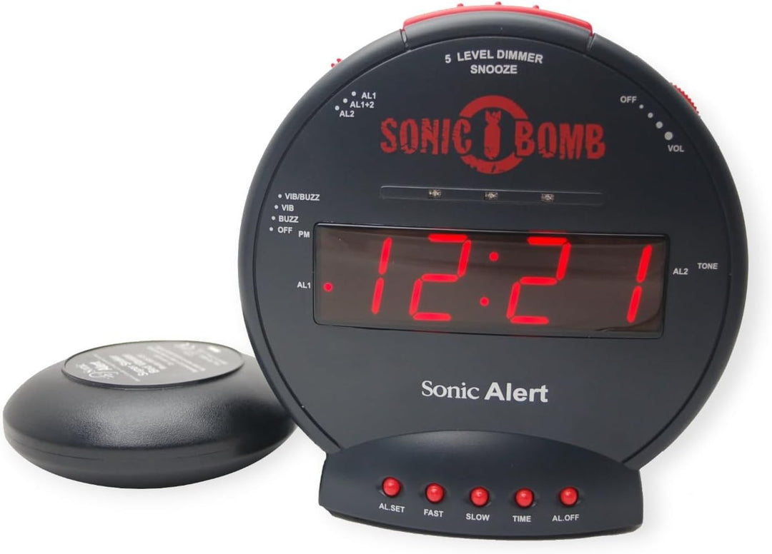 Geemarc Sonic Bomb - Wecker mit superstarkem Alarm, Vibrationskissen und Schlummerfunktion - Für Hör