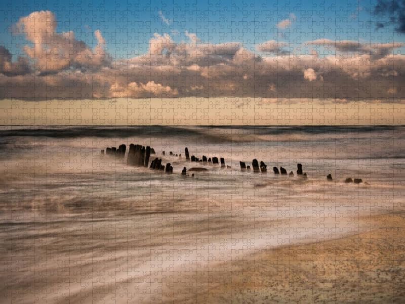 CALVENDO Puzzle Buhnen an der Ostseeküste 1000 Teile Lege-Grösse 64 x 48 cm Foto-Puzzle Bild von Ric