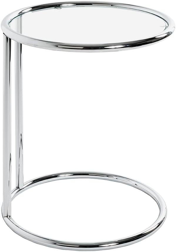 HAKU Beistelltisch Chrom, Metall, Sicherheitsglas - Masse: H 55 x Ø 45 cm, Style: Modern H 55 cm x Ø