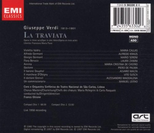 Verdi: La Traviata (Gesamtaufnahme Lissabon 27.03.1958), Audio-CD