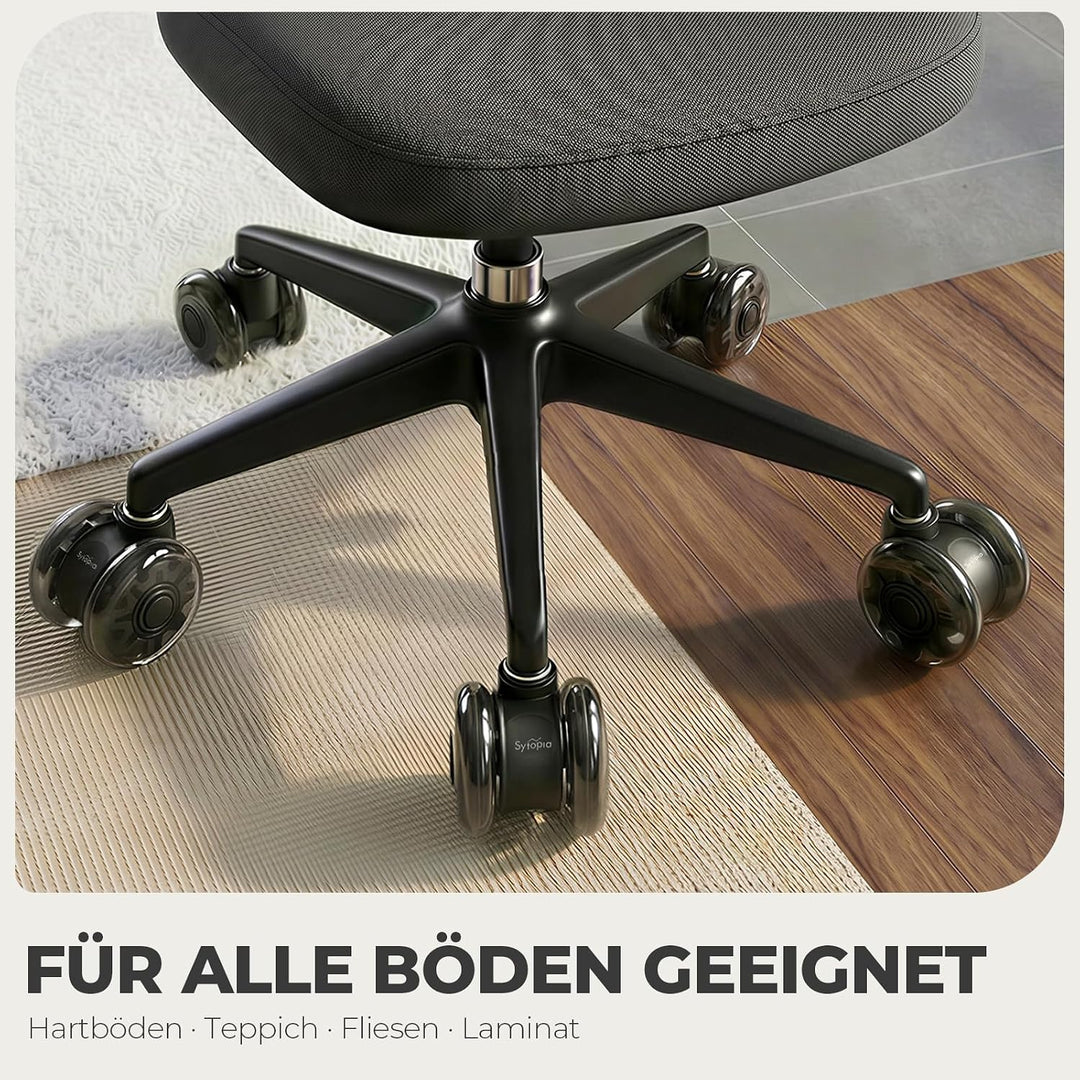 Sytopia Bürostuhl Rollen 11mm x 22 mm, 5er Set Rollen für Bürostühle, Hartbodenrollen für Bürostuhl