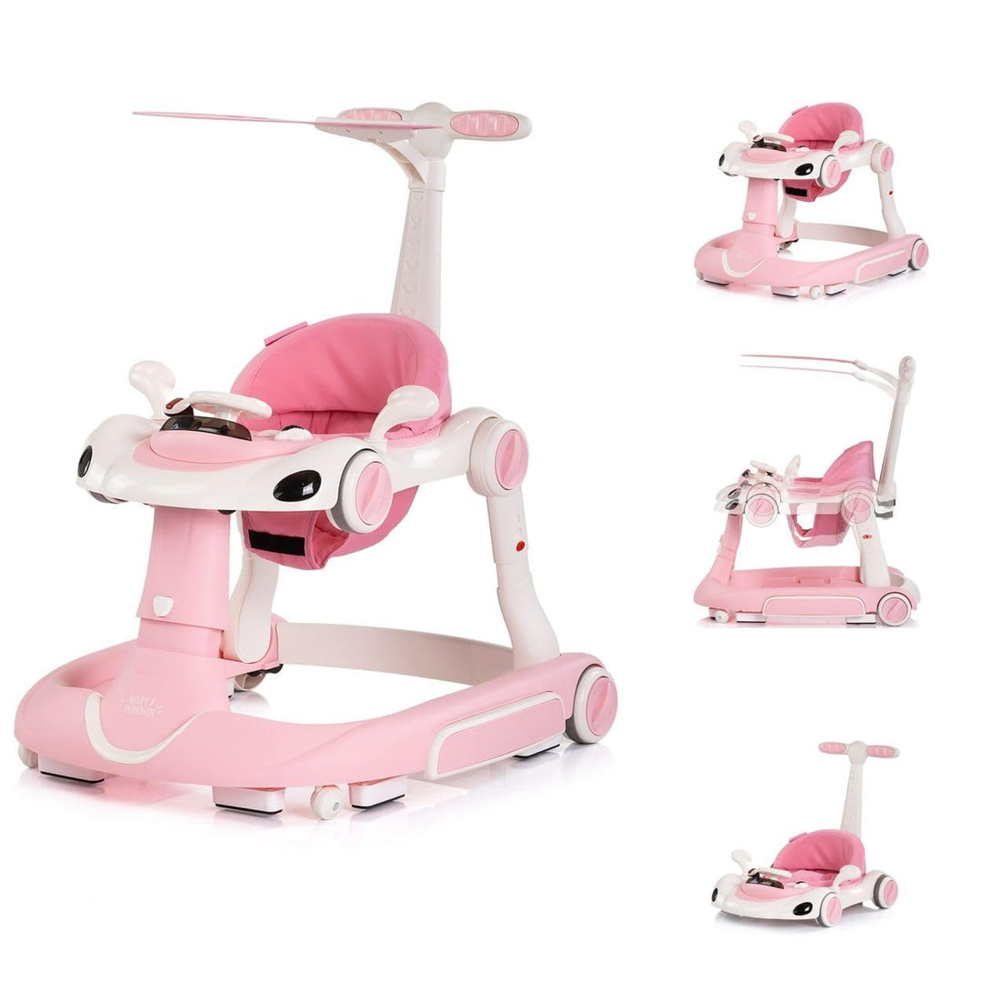 Chipolino Lauflernhilfe Happy Walker 5 in 1 Schaukelfunktion Musik Lichter Räder rosa, rosa