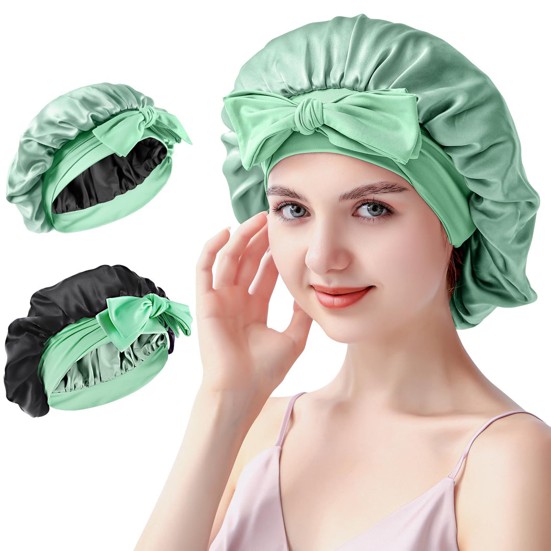 Seidenhaube zum Schlafen, Schlafhaube Seide aus 100% Maulbeerseide, 22 Momme Bonnet Seide Doppellagi