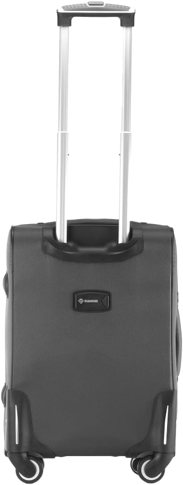 DIAMOND Weichschalen-Kabinenkoffer S 20" – Grau, Codura 1200D, 360° Rollen, Zahlenschloss, Erweiterb