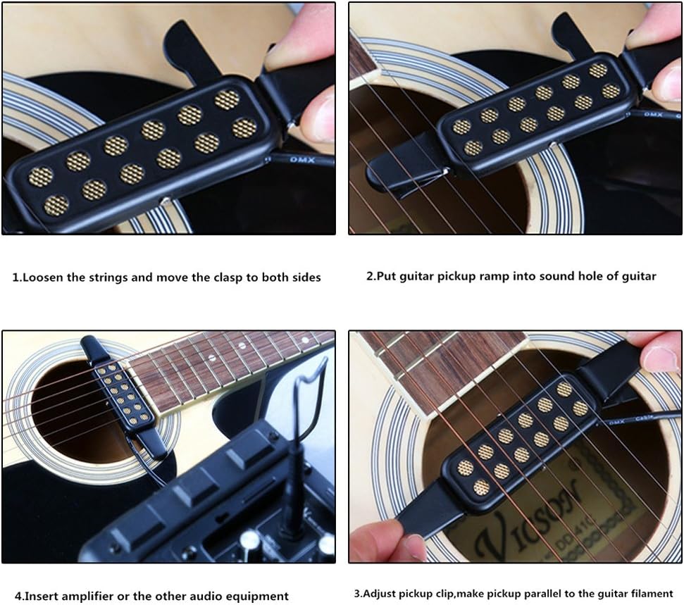 Gitarren Tonabnehmer Akustikgitarre Pickup 12 Schallloch Magnetic Classic Transducer Westerngitarre