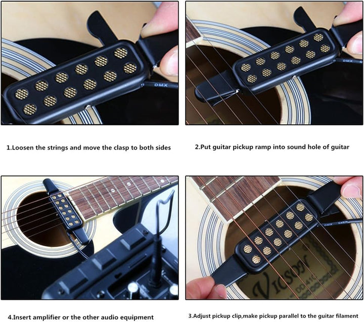 Gitarren Tonabnehmer Akustikgitarre Pickup 12 Schallloch Magnetic Classic Transducer Westerngitarre
