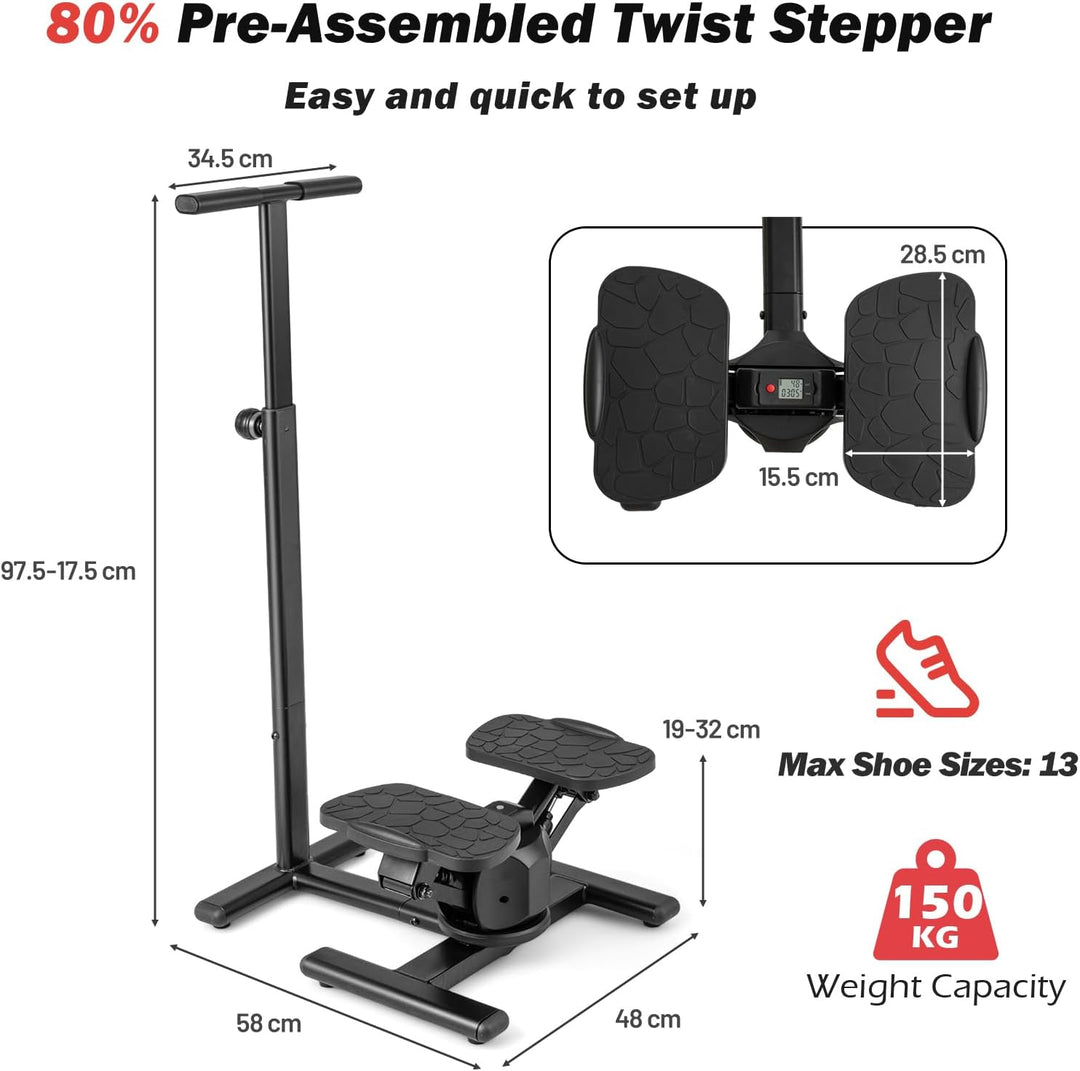 KOMFOTTEU Stepper mit höhenverstellbarem Lenker, Treppensteiger mit LCD-Bildschirm, verstellbaren Wi