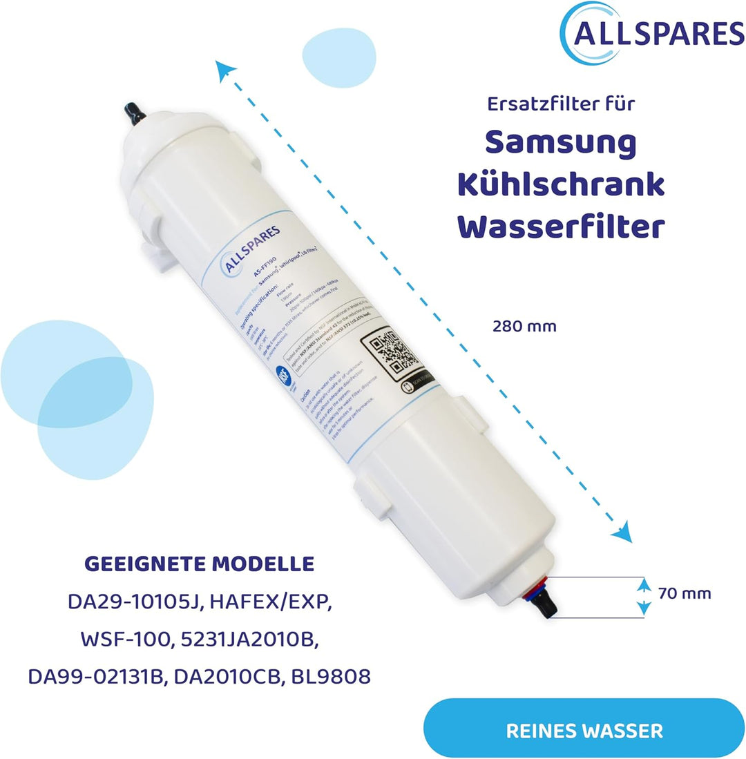 AllSpares Wasserfilter für Samsung DA29-10105J, HAFEX/EXP, EF-9603, WSF-100 | LG 5231JA2010B, ADQ736