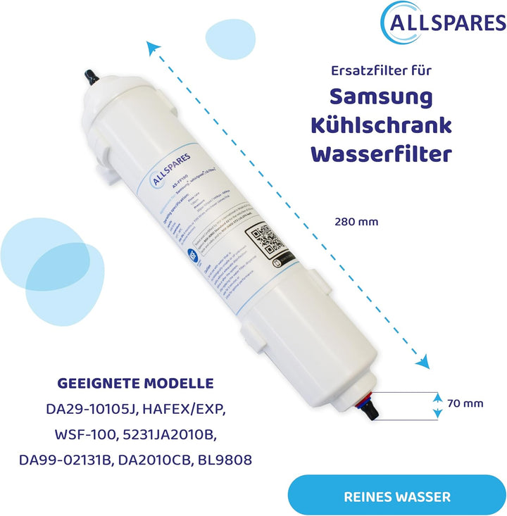 AllSpares Wasserfilter für Samsung DA29-10105J, HAFEX/EXP, EF-9603, WSF-100 | LG 5231JA2010B, ADQ736