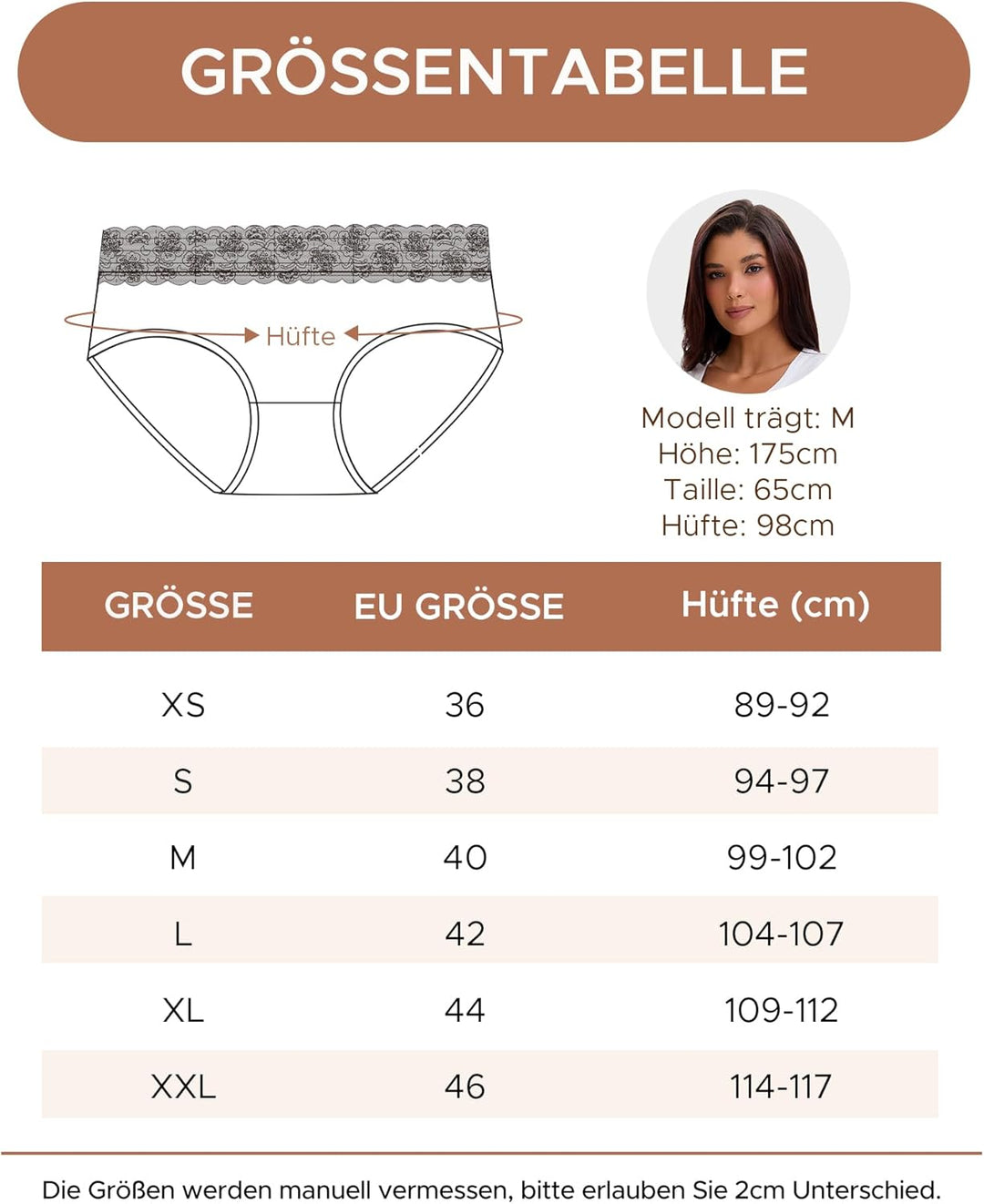 INNERSY Unterhosen Damen Baumwolle Slips mit Spitze Bequeme Hipster Unterwäsche Mehrpack 6 36 4 Mail