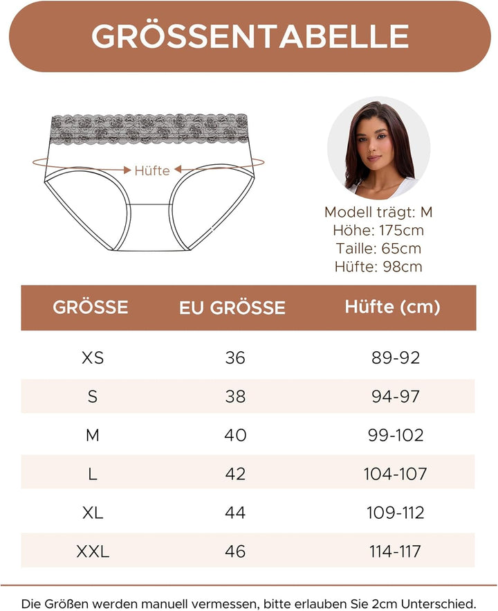 INNERSY Unterhosen Damen Baumwolle Slips mit Spitze Bequeme Hipster Unterwäsche Mehrpack 6 38 1 Lila