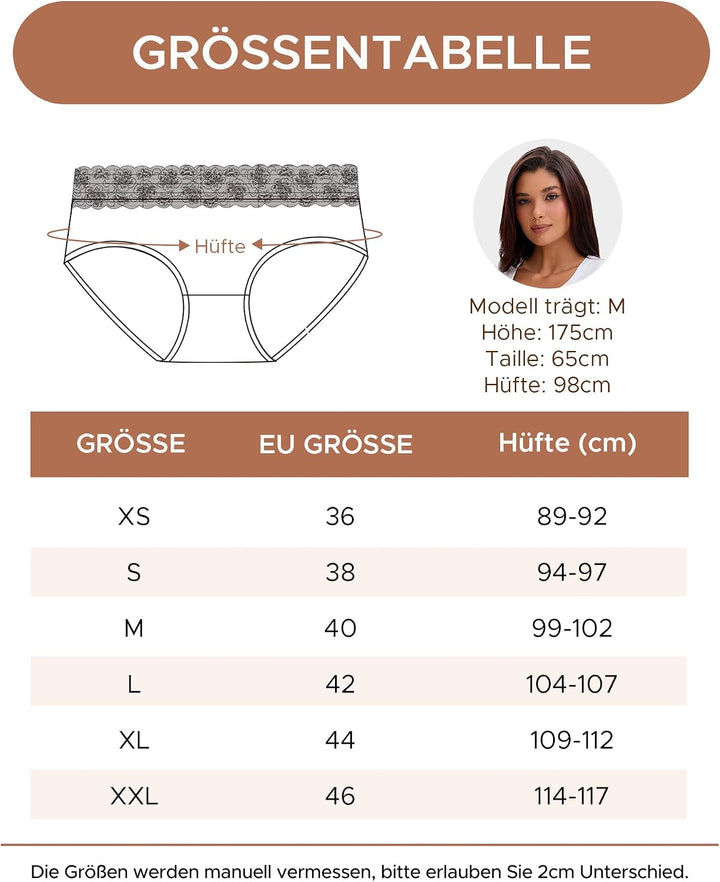 INNERSY Unterhosen Damen Baumwolle Slips mit Spitze Bequeme Hipster Unterwäsche Mehrpack 6 36 1 Lila