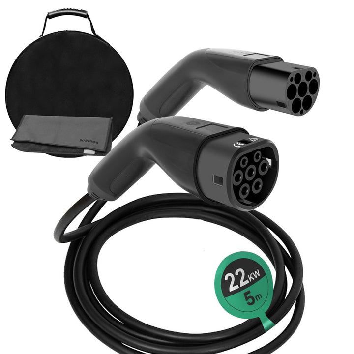 Typ 2 Ladekabel 22kW 5M, 32A Ladekabel Auto Typ 2 auf Typ 2, Mode 3 Ladekabel, 3-Phasen Elektroauto-