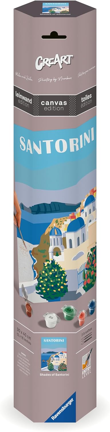 Ravensburger CreArt 23906 - Farbenfrohes Santorini - Malen nach Zahlen Erwachsene, DIY Malset mit Pi