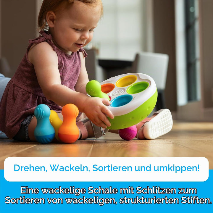 Fat Brain SpinnyPins Spielzeug, Lernspielzeug Babys, Kegelspielzeug für Kleinkinder, Spielzeug für B
