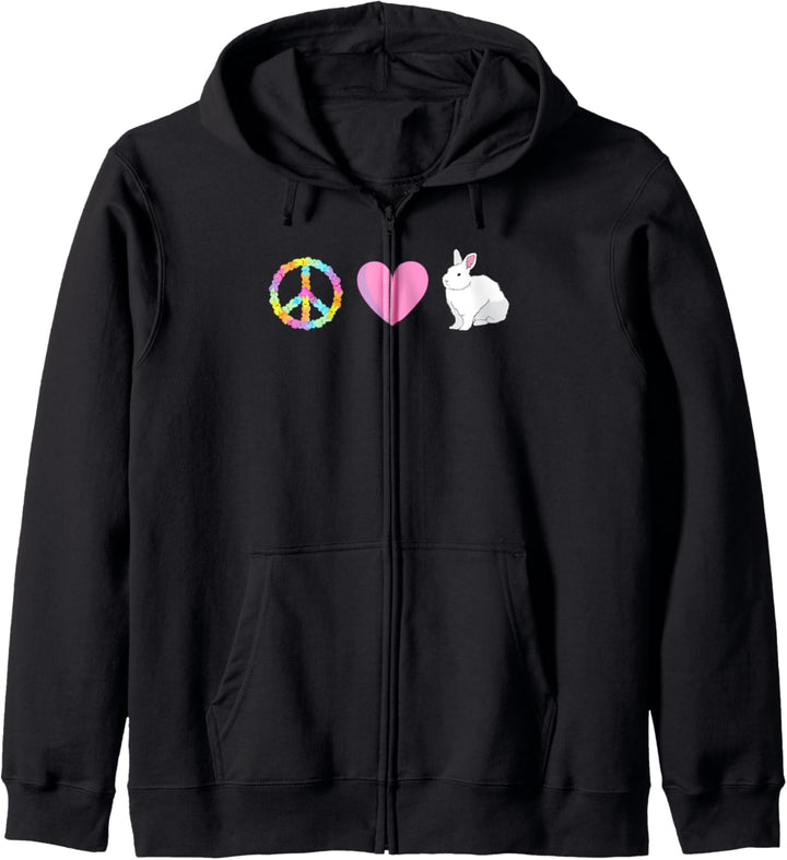 Peace Love Ostern Peace Zeichen Hase Herz Hippie Geschenk Kapuzenjacke