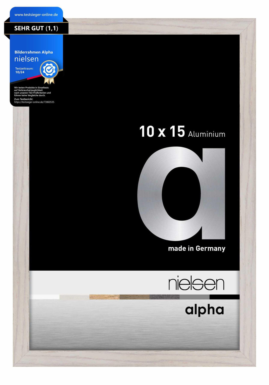 nielsen Aluminium Bilderrahmen Alpha, 10x15 cm, Eiche Weiss Eiche Weiss 10 x 15 cm, Eiche Weiss 10 x