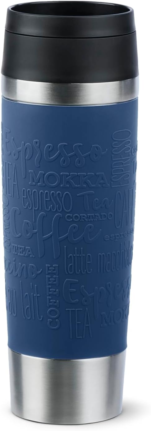 Emsa N20221 Travel Mug Classic Isolierbecher 0,5 Liter | neuer Komfort-Schraubverschluss | Edelstahl
