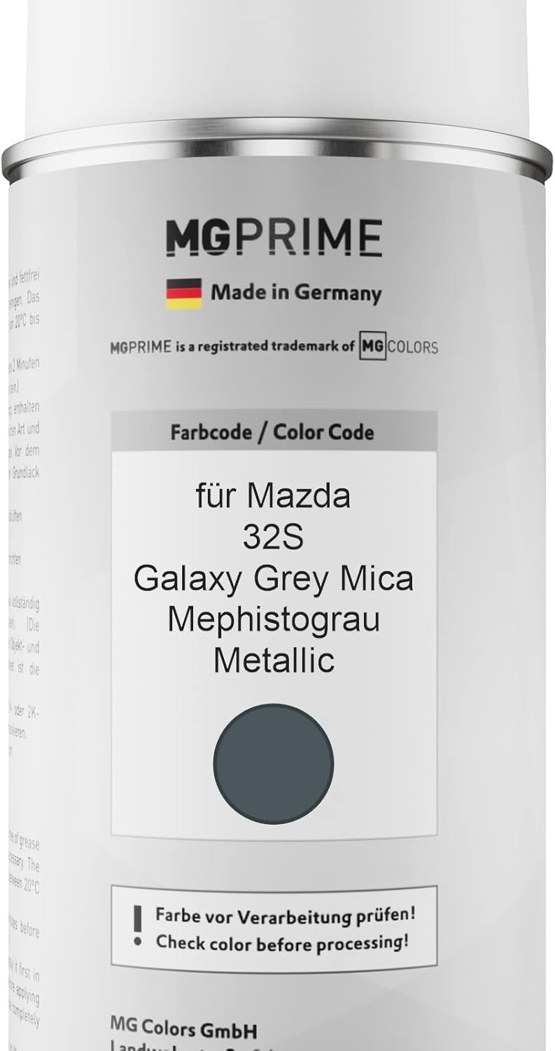 MG PRIME Autolack Sprühdosen Set für Mazda 32S Galaxy Grey Mica/Mephistograu Metallic Basislack Klar