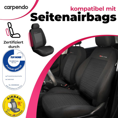 Carpendo® Sitzbezüge Auto Vordersitze in Premium Design (2er Set) Autositzbezüge Schonbezüge für Aut