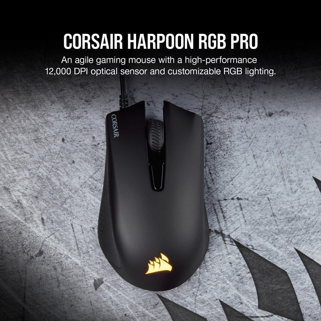 Corsair Harpoon PRO RGB Wired Lightweight FPS/MOBA Gaming Mouse - 12.000 DPI - 6 Programmierbare Tas