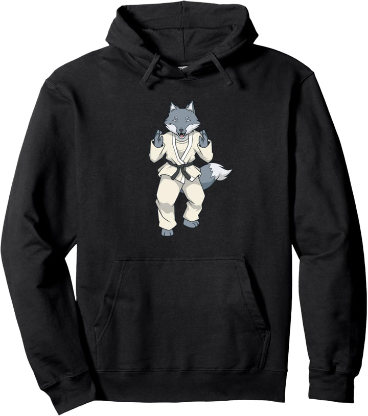 Comic Wolf macht Judo Pullover Hoodie