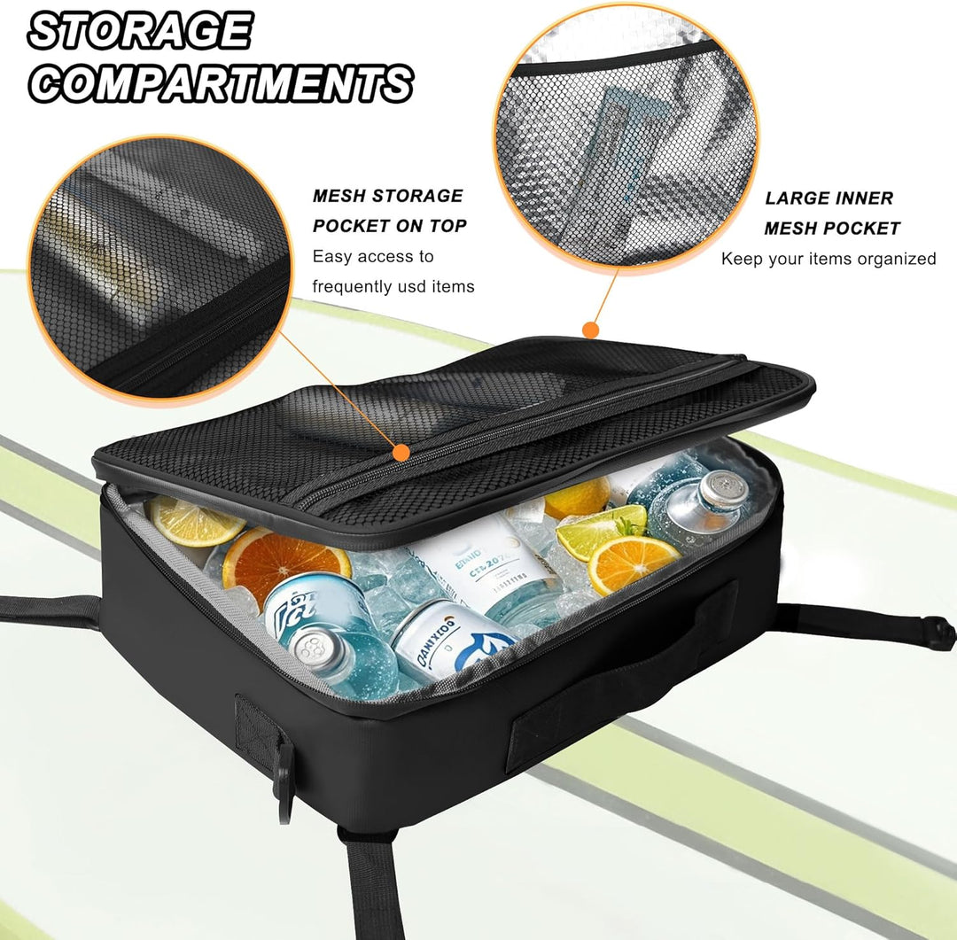 SUP Deck Kühltasche – Decktasche wasserdicht, Seitengriff, Schultergurt, Netztasche oben, Deckzubehö