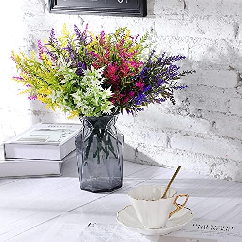 WILLBOND 12 Künstliche Lavendel Blumen Draussen Lavendel Kunstblumen für Künstliches Grün UV Beständ
