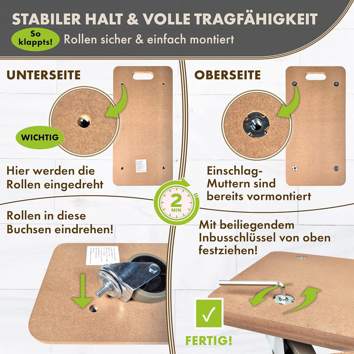 2er Set Möbelroller SCOOTER DELUXE 58x30x11cm - 250kg Traglast lackiertes Rollbrett Transportroller
