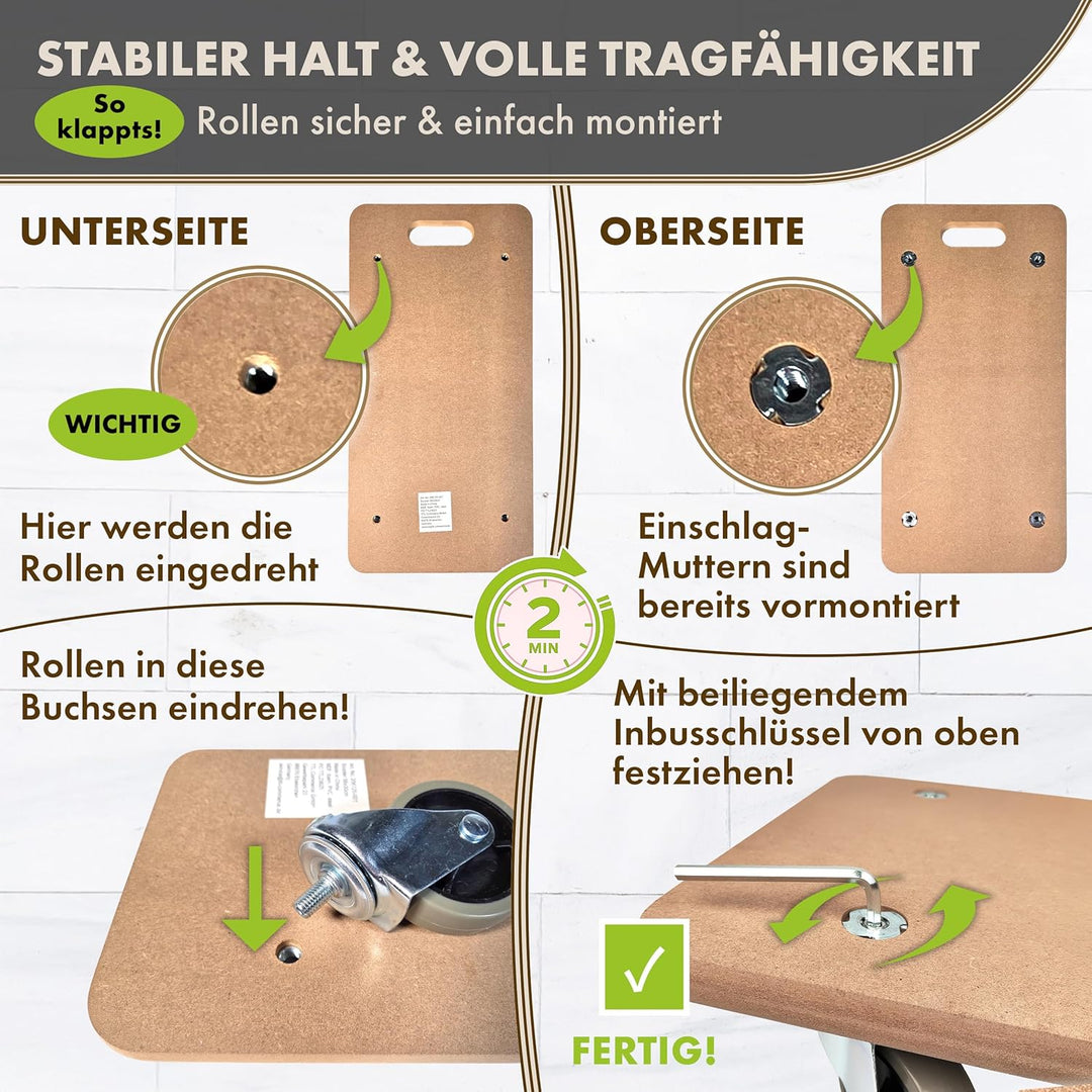 TTL Home 2er Set Möbelroller Scooter 58x30x11cm - 250kg Traglast Rollbrett & Transportroller 360° Gu
