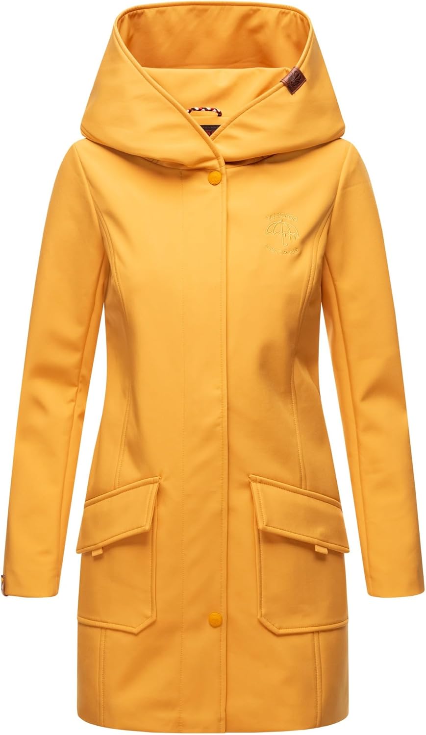 MARIKOO Damen Softshell Jacke Winterjacke wasserabweisend Outdoor lang B856 XS Amber Yellow, S