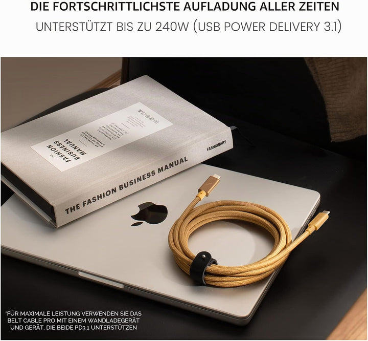 Native Union Type-C Belt Kabel Pro - 240 W USB-C auf USB-C 2.4m Ultrastarkes Ladekabel kompatibel mi
