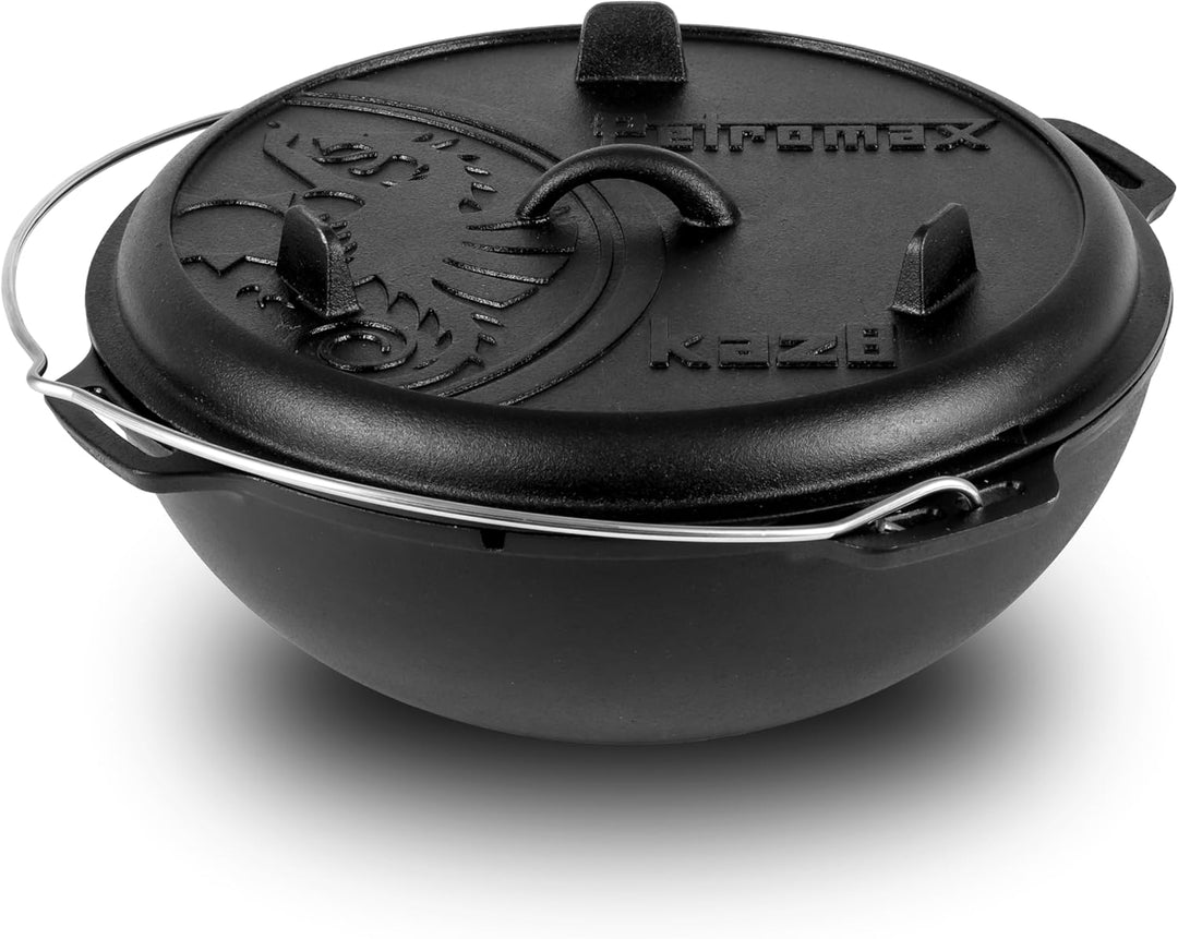 Petromax Kazan 8L | Gusseisentopf für Outdoor-Küche & Lagerfeuer | Perfekt für Eintöpfe, Schmorgeric