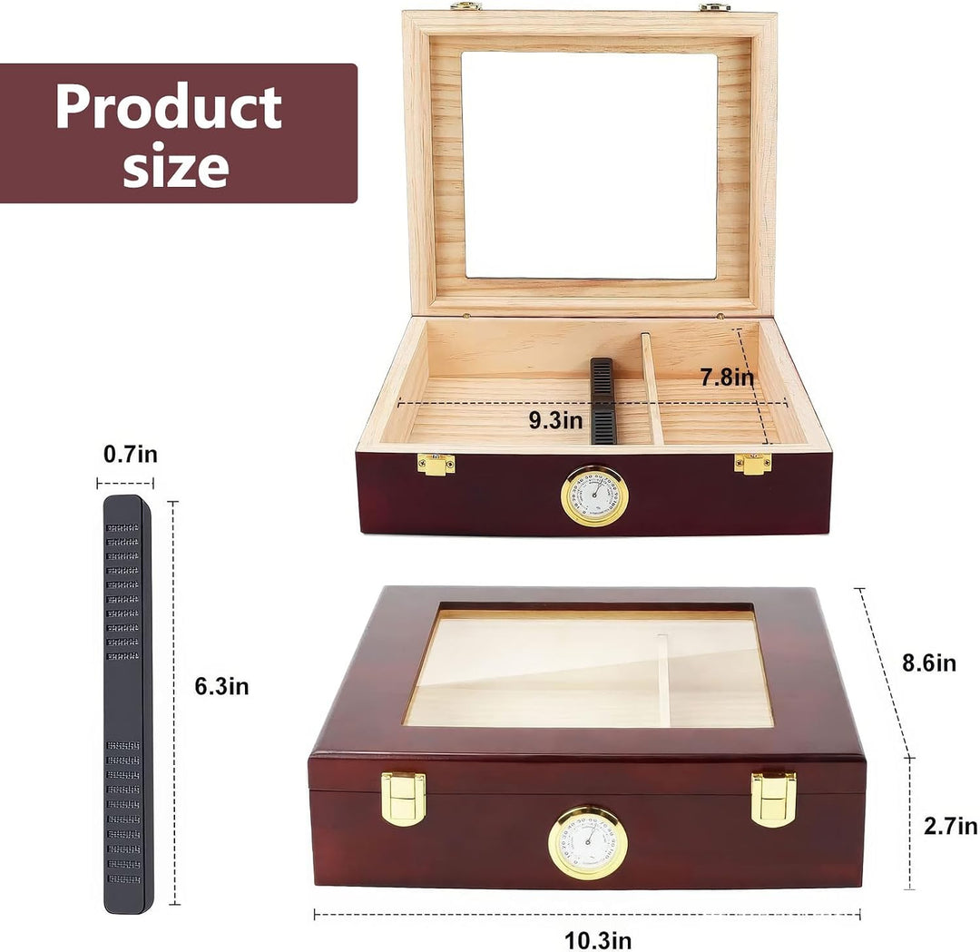 Edelholz-Aufbewahrungsbox, Präzisions-Feuchtebox, Hygrometer &amp; Befeuchter with Teiler, Luxus Aufbewa
