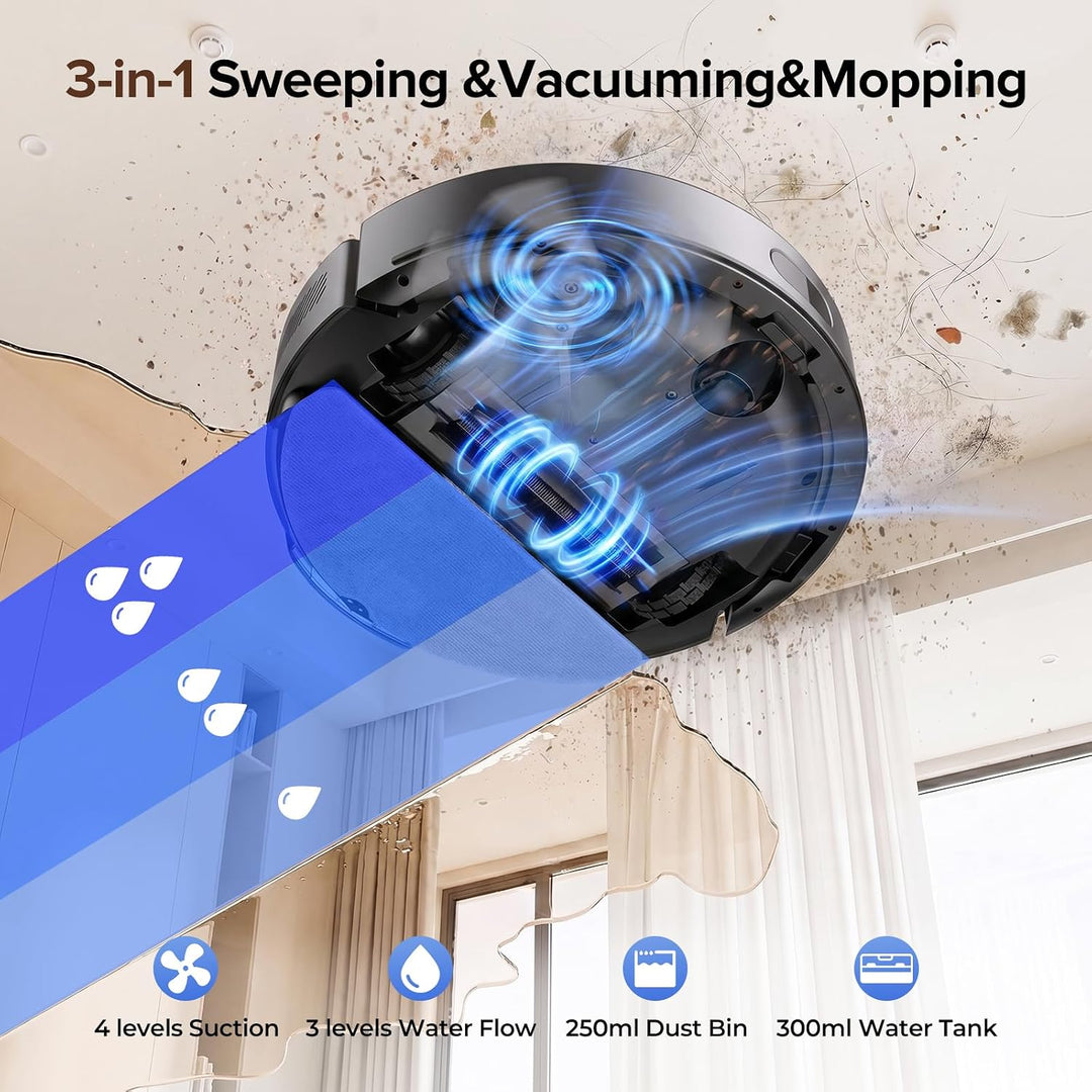 Lubluelu L50MAX Robot Vacuum and Mop Combo, 29700 RPM Brushless Motor for Powerful Deep Cleaning, An