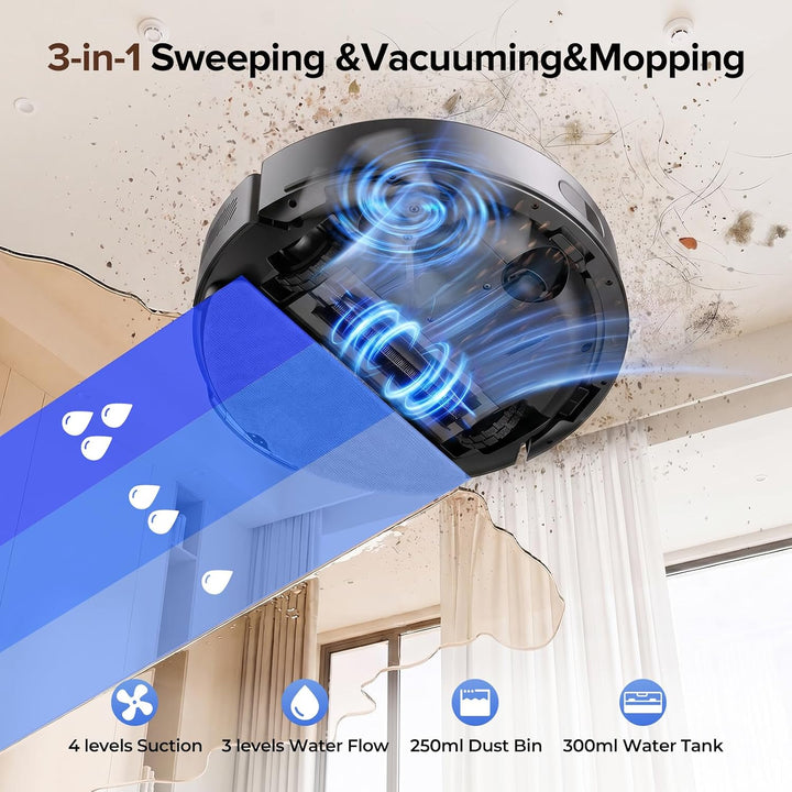 Lubluelu L50MAX Robot Vacuum and Mop Combo, 29700 RPM Brushless Motor for Powerful Deep Cleaning, An