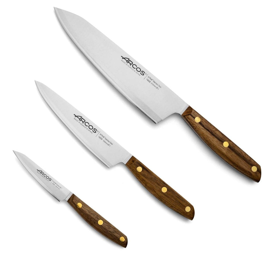Arcos Serie Nordika - Set 3 Küchenmesser (Schälmesser + Küchenmesser + Kochmesser) - Edelstahl NITRU