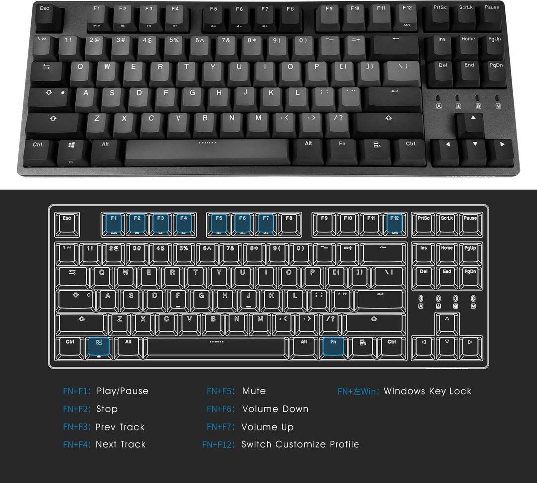 DURGOD Taurus K320 87 Tasten TKL Mechanische Tastatur, USB-C kabelgebundene mechanische Gaming-Tasta