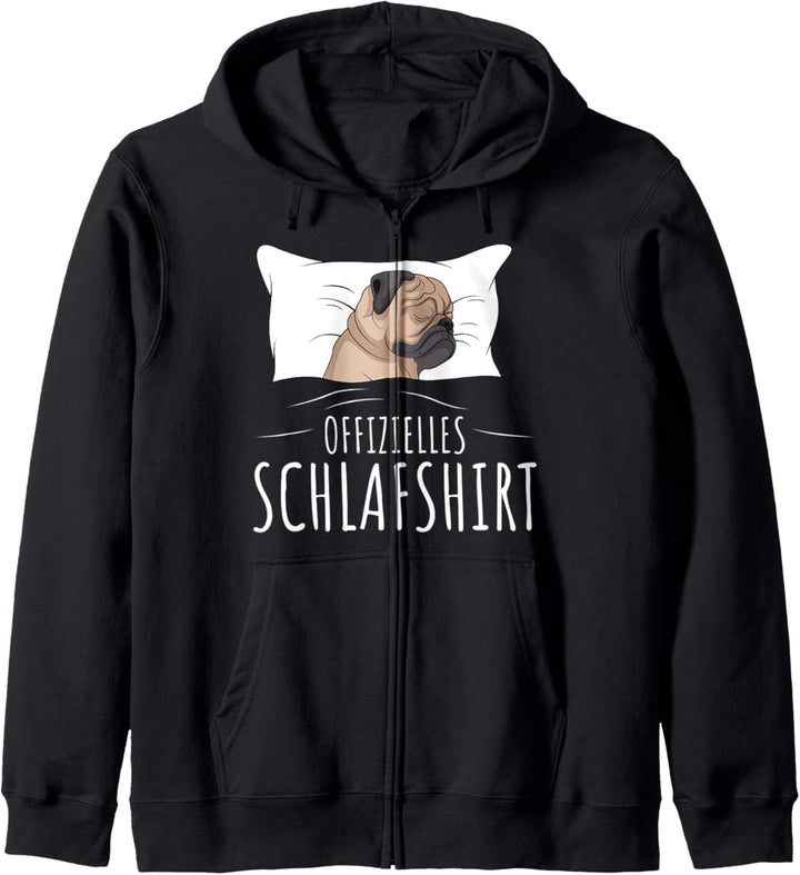 Offizielles Schlafshirt Schlafanzug Mops Hund Geschenkidee Kapuzenjacke