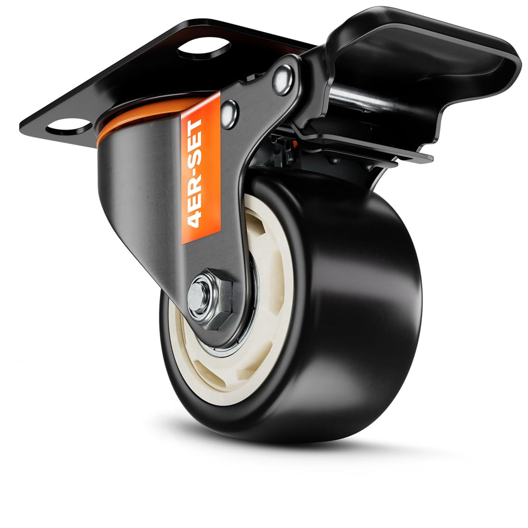 PEARWAY™ Premium Schwerlastrollen bis 500kg [4x Bremse] I Robuste Möbelrollen I Rollen für Möbel I L