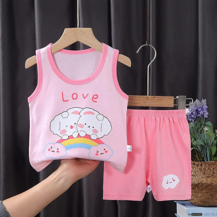 8er Packung Mädchen oder Babies Ärmelloses T-Shirt Weste Oberteile Shorts Hosen Outfits Kleidung Set
