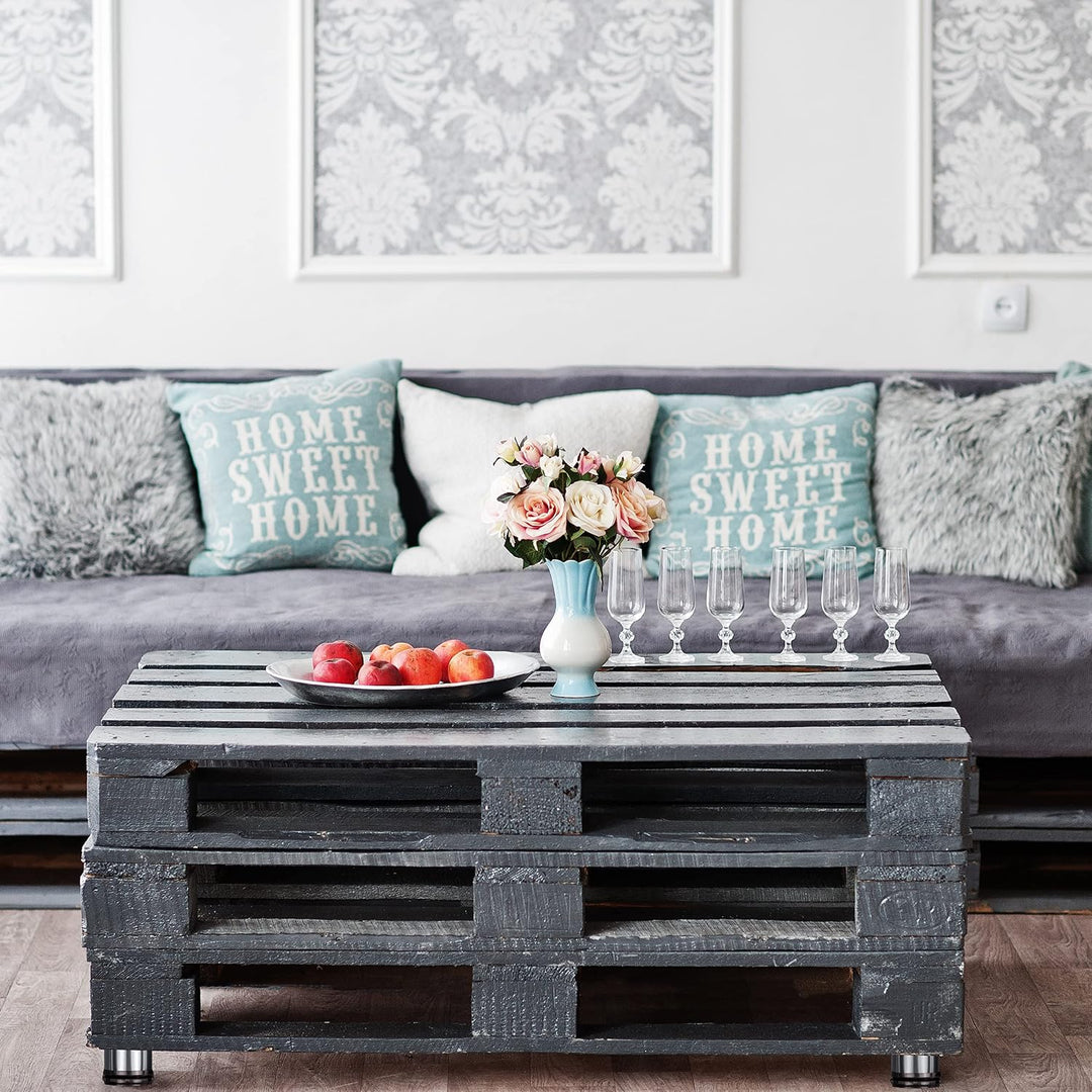 Stahlia 4er Set Möbelfüsse Edelstahl gebürstet Schrankfüsse Möbelbeine verstellbar für Sideboard Kom