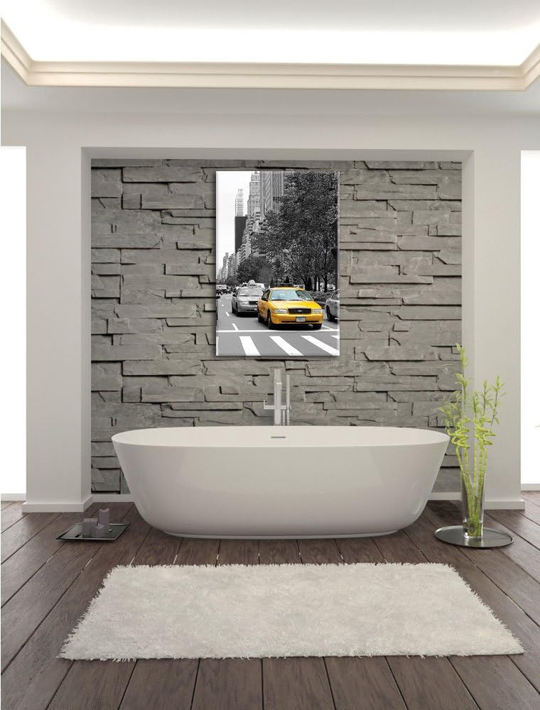 Pixxprint Taxis in New York Schwarz-Weiss als Leinwandbild/Grösse: 100x70 / Wandbild/Kunstdruck/fert