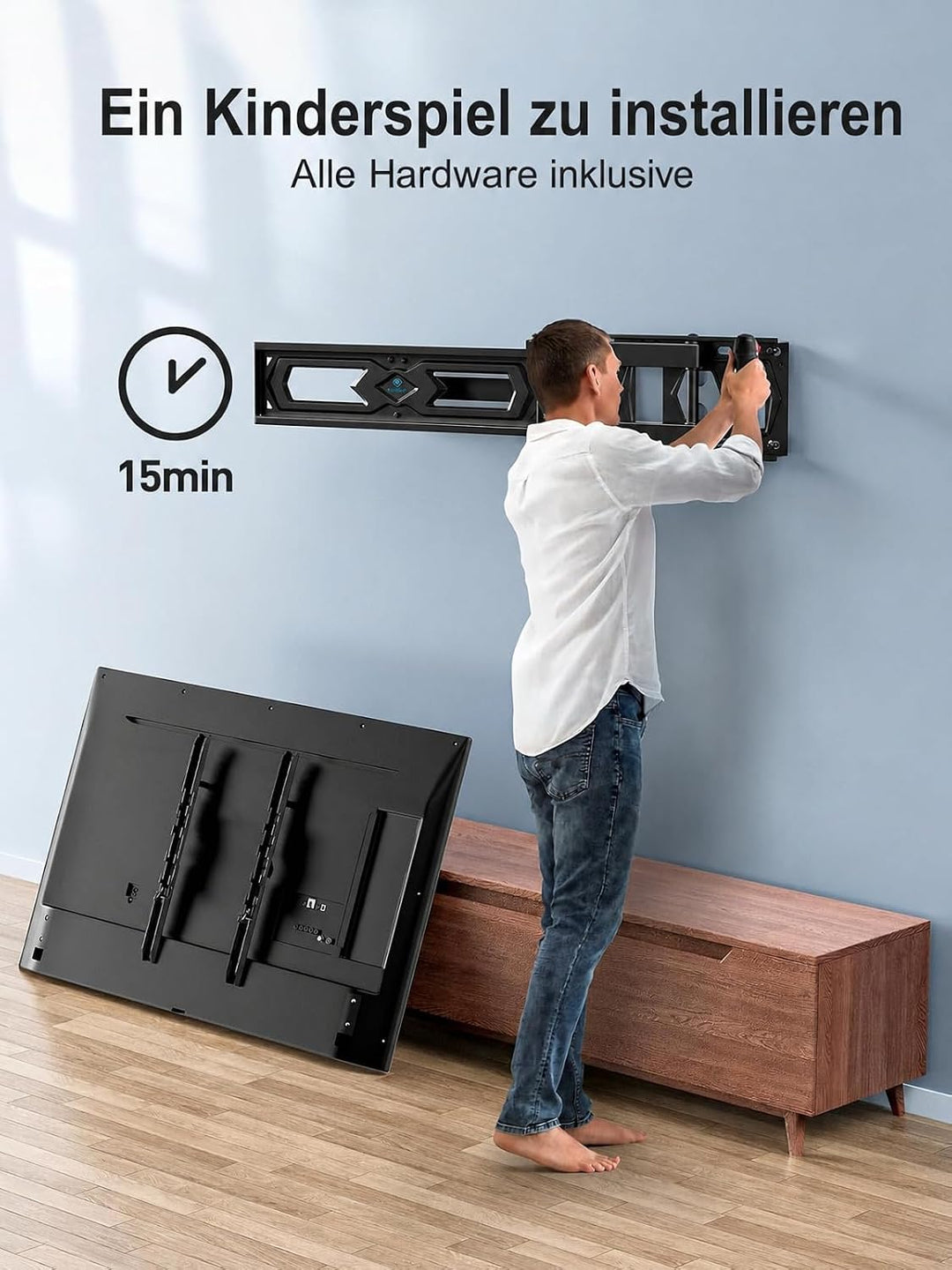 PERLESMITH TV Wandhalterung, Schwenkbare Neigbare TV Halterung für 26-60 Zoll Flach &amp; Curved Fernseh