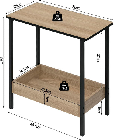 WOLTU Beistelltisch, Couchtisch mit 2 Ablagen, Konsolentisch mit Stauraum im Wohnzimmer, Wohnzimmert