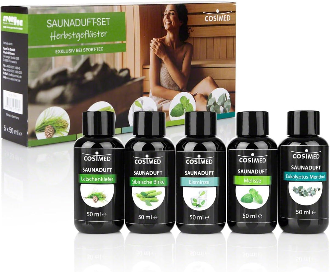 Sport-Tec Saunaduft-Set: 5 Flaschen à 50 ml, Made in Germany, Saunaaufguss C - Herbstgeflüster, C -
