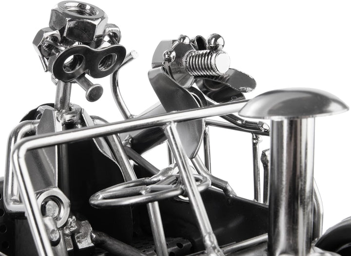 BRUBAKER Schraubenmännchen Traktor mit Fahrer und Hund - Trecker Schlepper Eisenfigur Metallmännchen