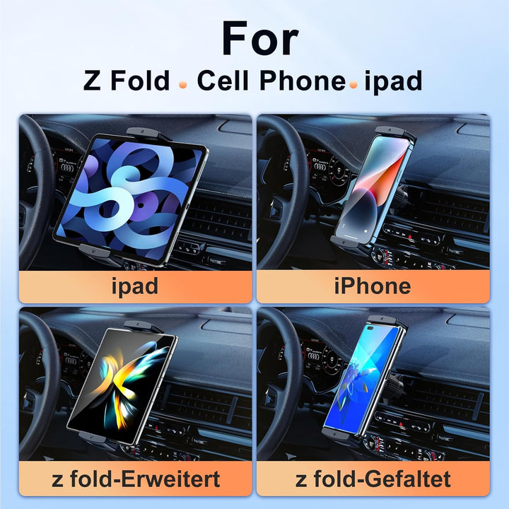 Z Fold Auto Handyhalterung - 60° drehbar, Fester Halt, fällt nie ab - iPad mini Handyhalterung Auto